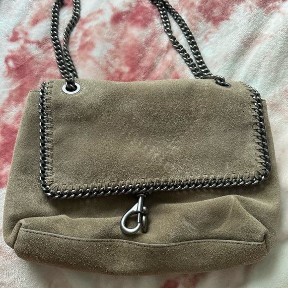 Rebecca Minkoff Stylish Edie Tan Suede Chain Shoulder Bag - Picture 2 of 8